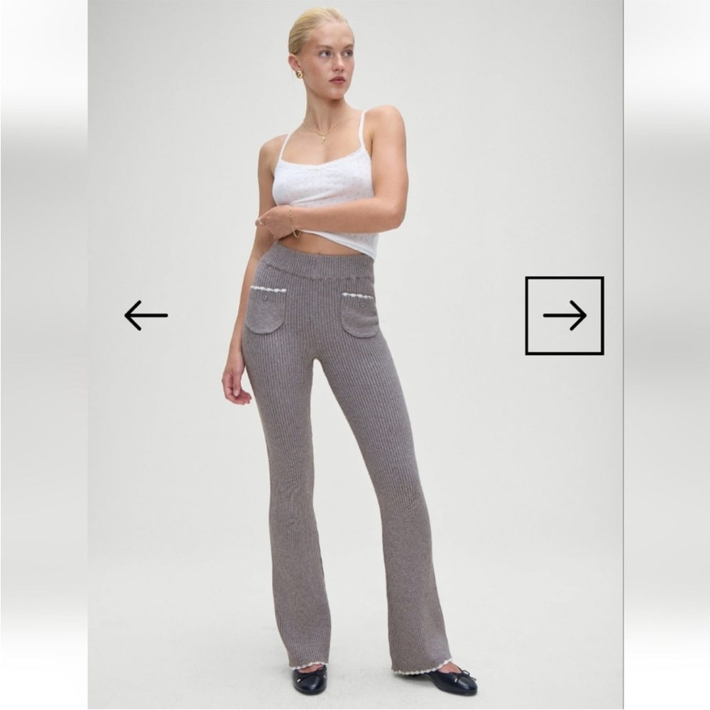 Frankie’s Bikinis Camden Ribbed Knit Grey Pants NWT